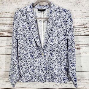 Talbots Navy and White Patterned Blazer